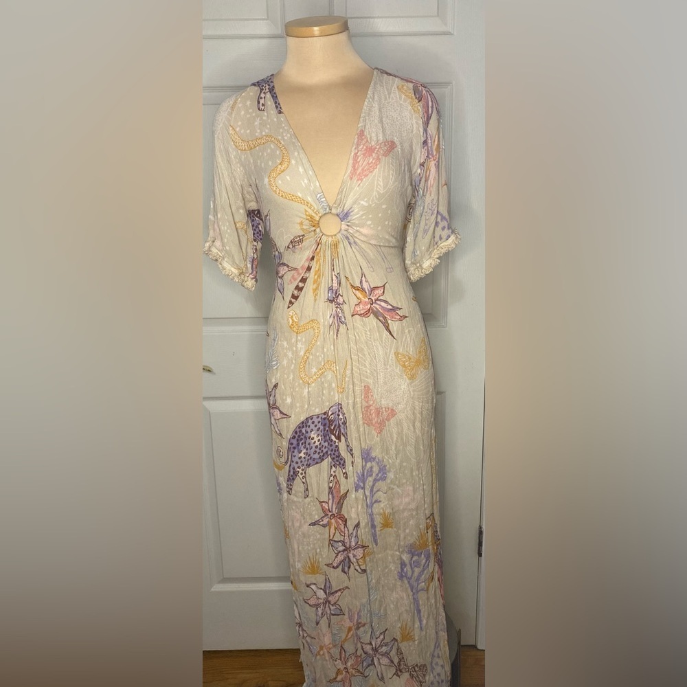 Z&L EUROPE Tan Bohemian Safari Maxi Dress | Sexy Summer | Made With Love Size M - Picture 9 of 12